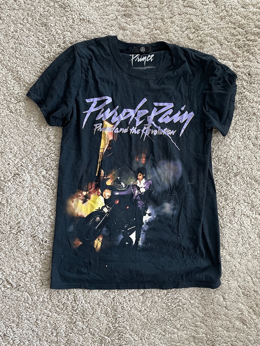 PrettyLittleThing Black Graphic 'Purple Rain' Short Sleeve Tee